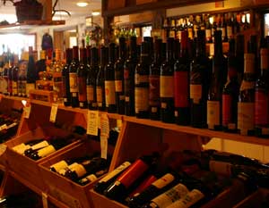 Shelf of wines, just a small sampling of our inventory