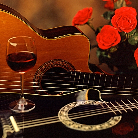 guitars and roses, enhanced